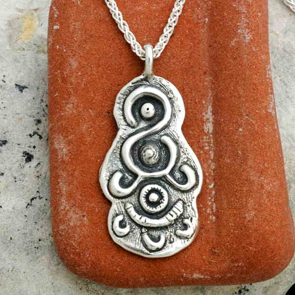 Aztec Sterling online silver Pendant Necklace